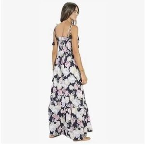 GUC Maaji Floral Maxi Dress adjustable Spaghetti Straps ties tassel smocked bust